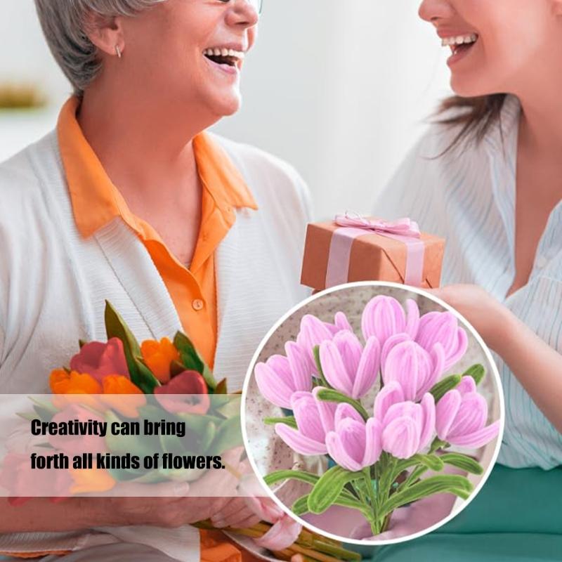 Bendable Floral Stem Wire Tulips Bouquets Set For Creative Arrangements Decorative Flowers Wedding Table Centerpiece