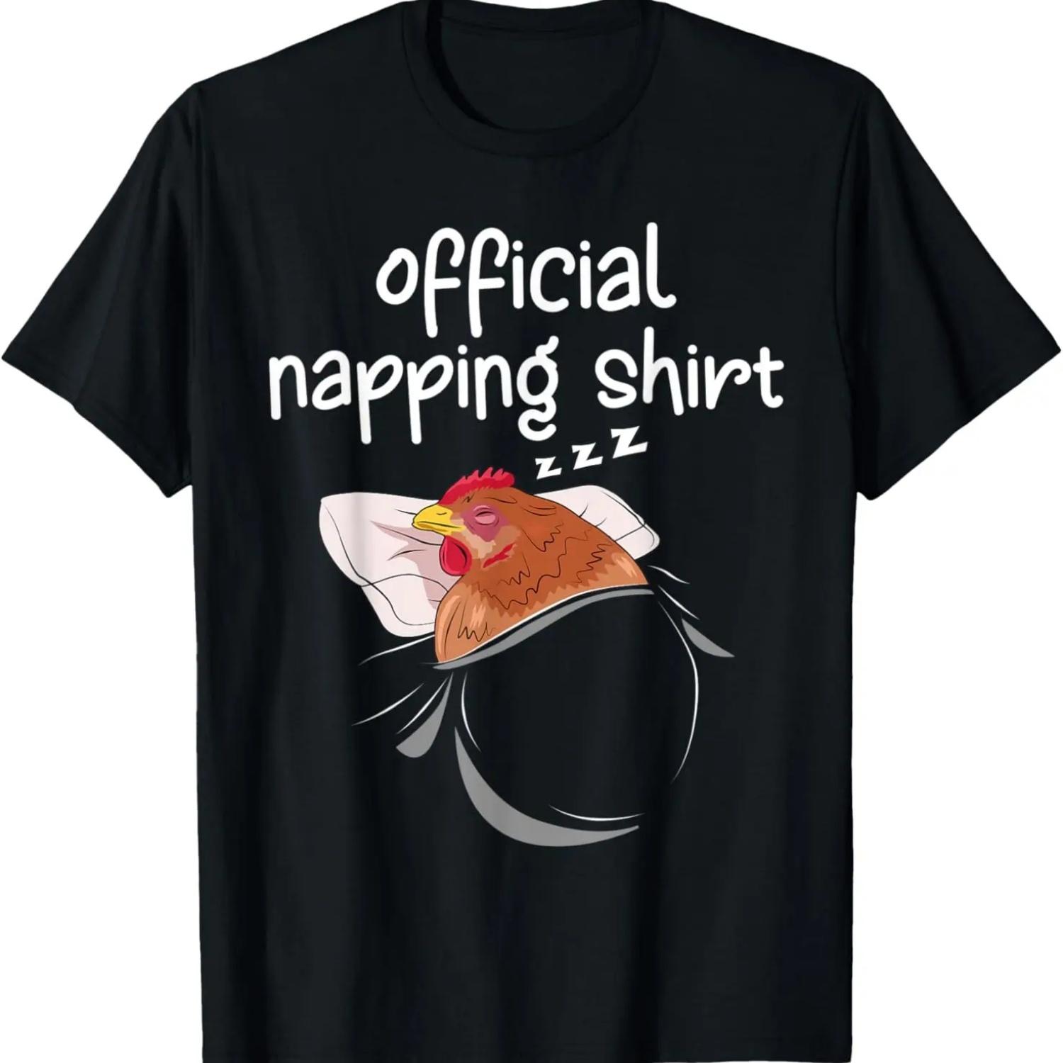 Chicken Sleeping Shirt Women Pajamas Outfit Nap PJs Napping T-Shirt S чёрный