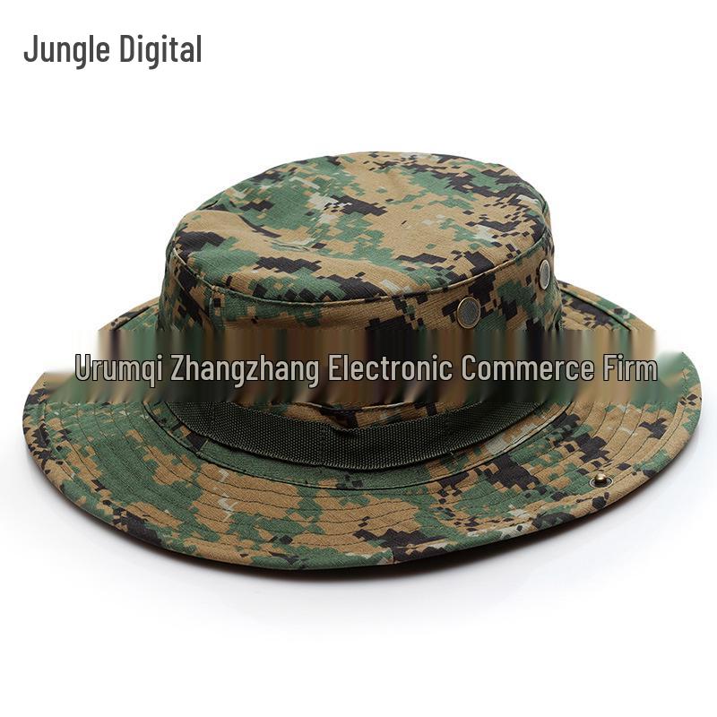 Military Fan Round Brim Camouflage Sun Hat with Python Pattern