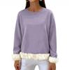 Women's Casual Round Neck Long Sleeve Sweatshirt Solid Color Sweatshirt