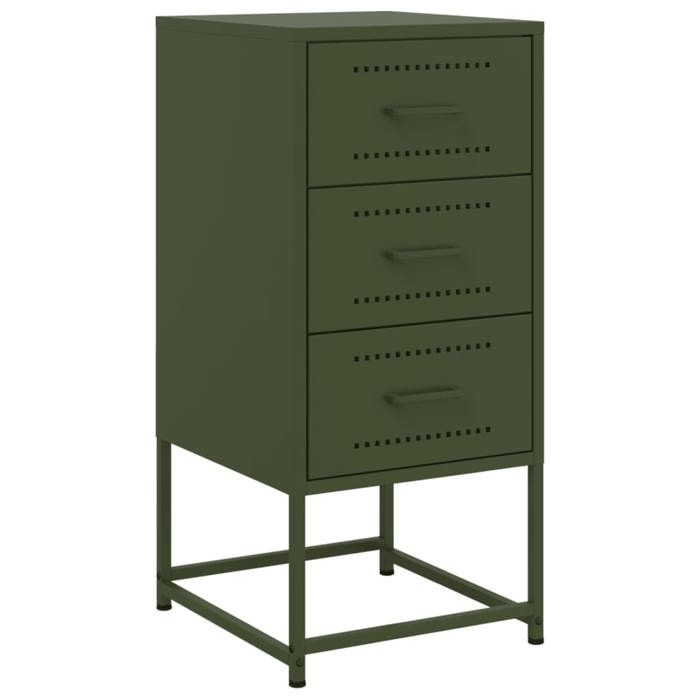 VidaXL Olive Green Bedside Table 36x39x78 Cm Steel, Cabinet, Side Cabinet, Bedroom Furniture, Table of 846586