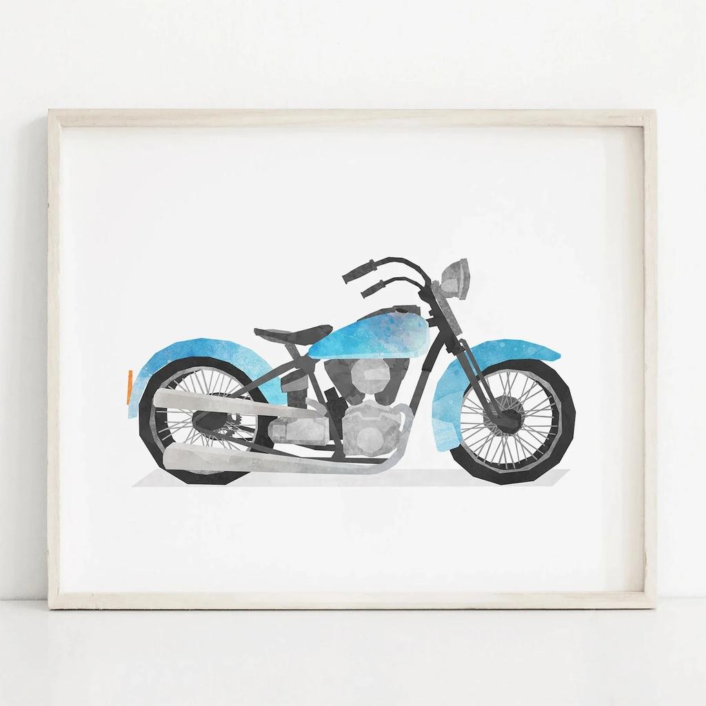 Auto Zug Motorrad Kinderzimmer Vintage Leinwand Kunst Gemälde Poster und Drucke Aquarell Wandkunst Bild für Heimdekoration Cuadros