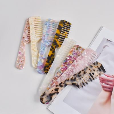 Acetic Acid Wide Teeth Comb Long Handle Women Girls Smooth Hair Comb Portable Traveling Styling Comb Comfortable Holiday Gifts