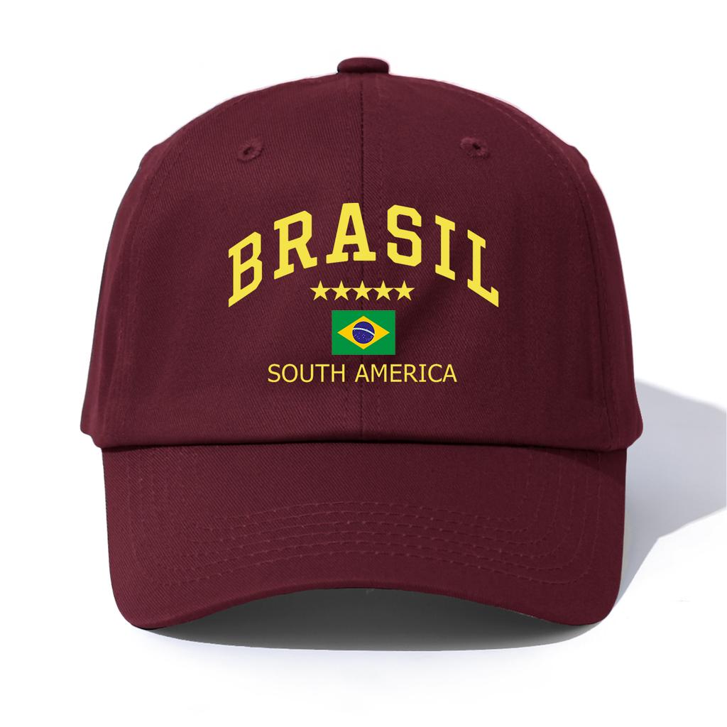 1pc BRASIL Print Baseball Cap for Adults,Minimalist Retro Style Casual Soft Adjustable Dad Hat,Perfect As Gift