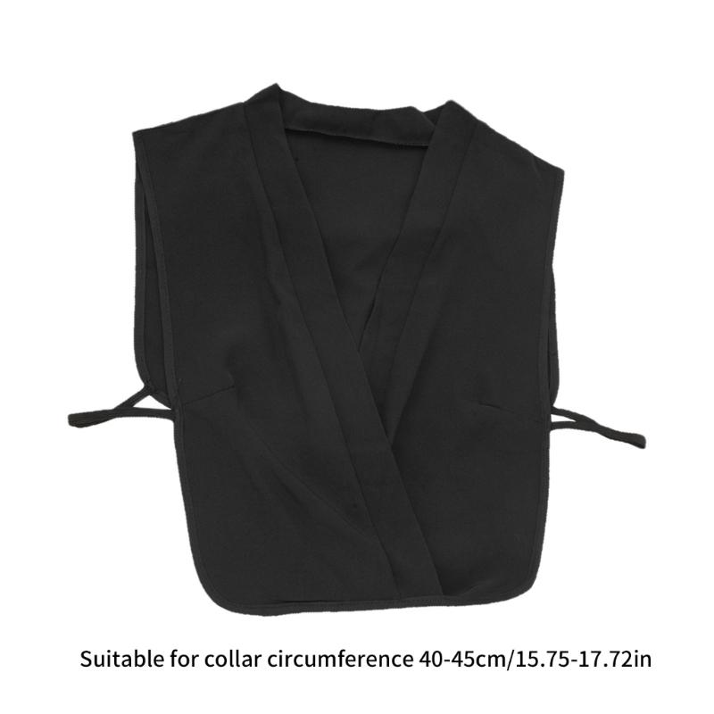 Women Solid Color Fake Collar Detachable Blouse Sexy Cross Wrap Deep V-Neck False Collar Chiffon Half Shirt Layering Top