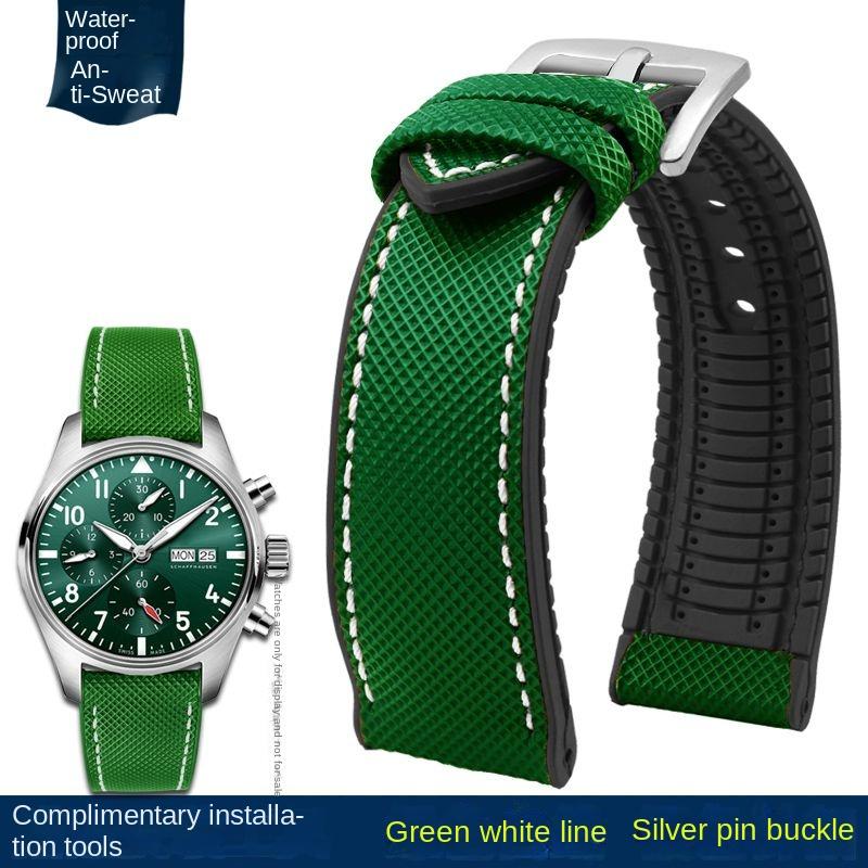20mm 22mm 23mm 24mm Nylon Rubber Bottom Waterproof Watch Band for Longines IWC Pilot Mark 18 Seiko Omega Series Watchband Strap