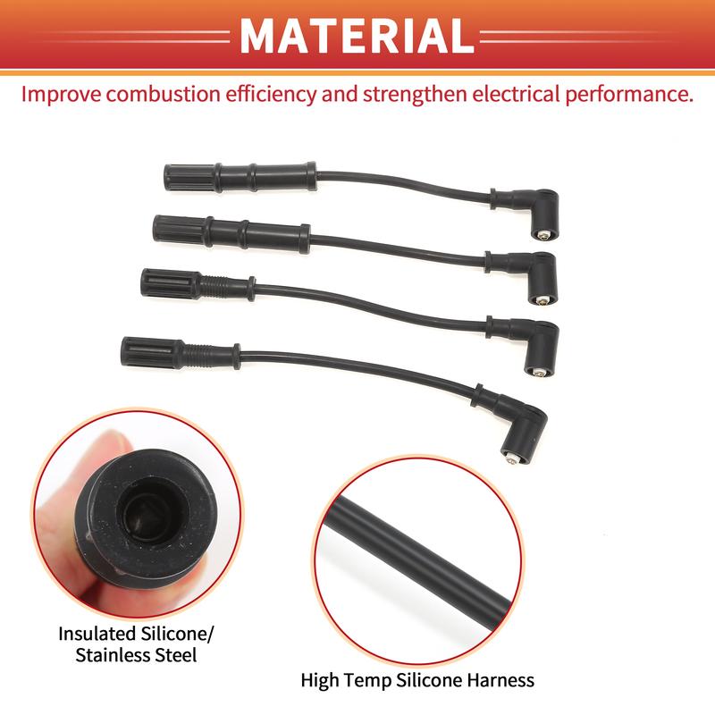 UXCELL 4 Pcs Spark Plug Wire Ignition Coil Cable No.55195775 for Fiat 500 2007-2023