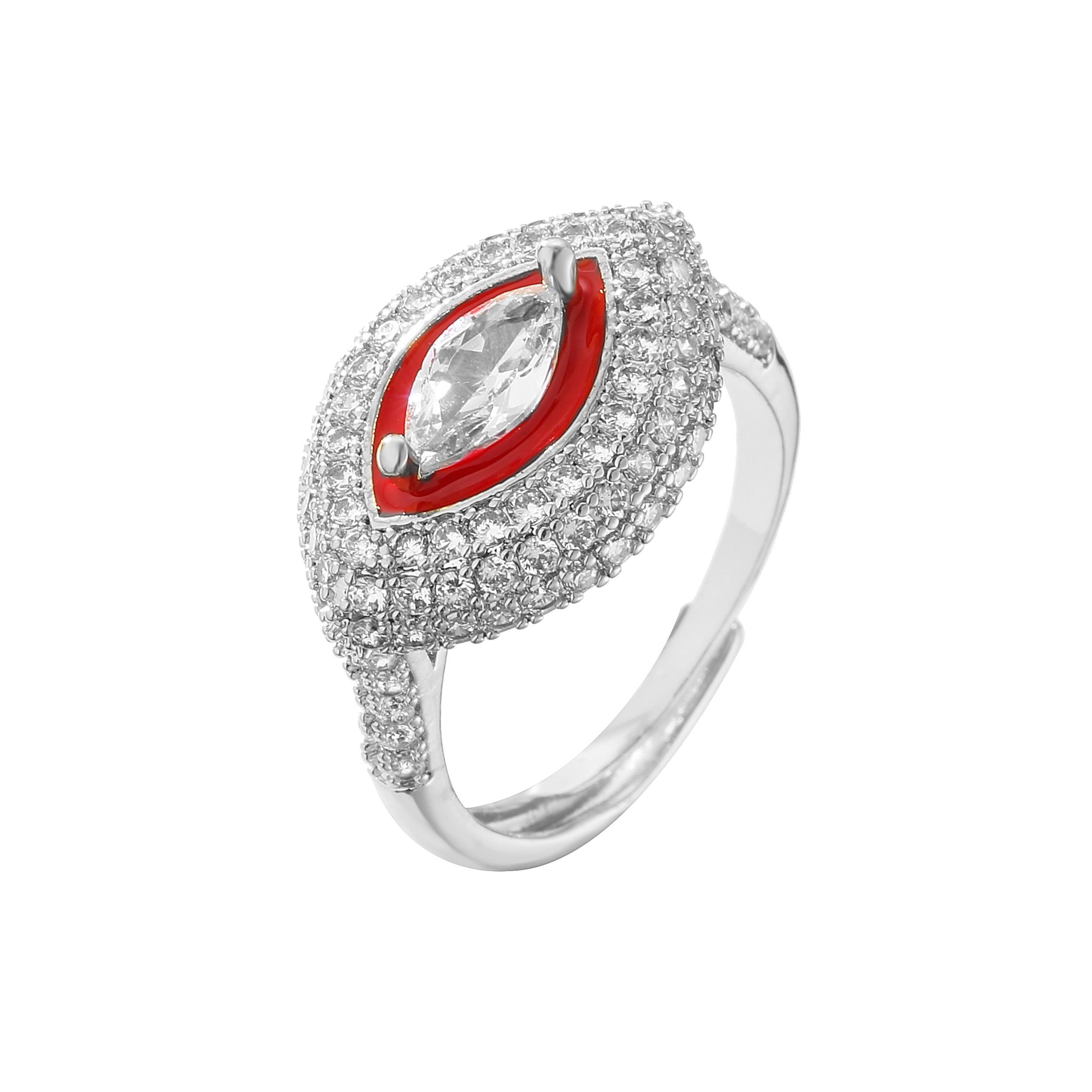 

HECHENG,Lucky Turkish Evil Eye Rings for Women ,Open Adjustable Ring Cubic Zirconia Trend Zircon ,Cooper 18K Gold Plated