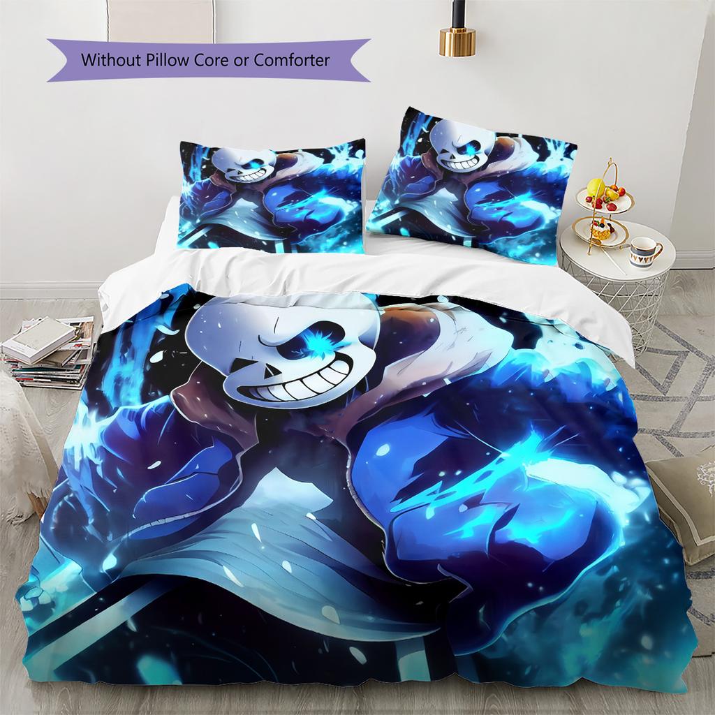 Sans  Pattern Bedding Quilt Set  Home Decoration  Gift (1 * duvet cover + 2 * pillowcase  without core)