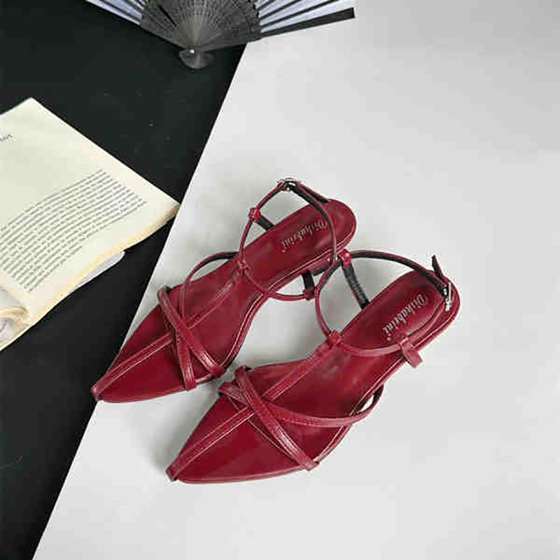 

Fashion 2025 Summer Low Heels Narrow Band Women Sandals Open Toe Party Dress Sandalias Casual Dress Street Style Shoes 35 красный