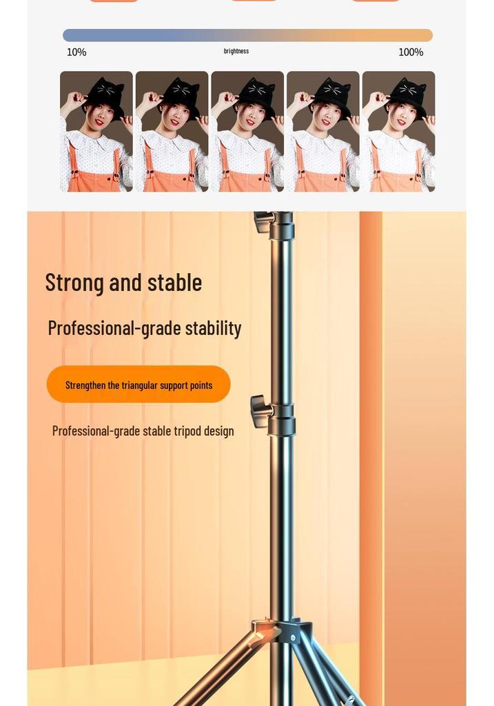 Multi-Camera Mobile Phone Tripod with Fill Light for Live Streaming & Selfies