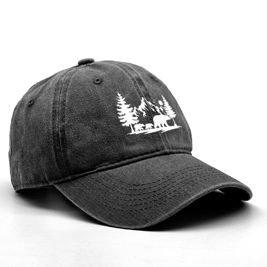 Forest Mountains Baseball Cap Adjustable Vintage Snapback Sun Hat for Mountaineering Tennis Street Lightweight Design