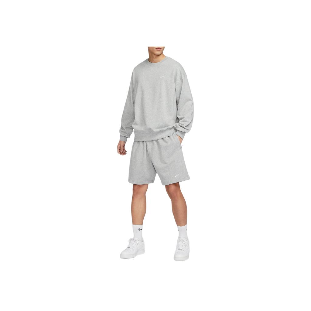 Nike Solo Swoosh Solid Color Crew Neck Casual Loose Long Sleeve Sweatshirt Men sweatshirt Gray DX0812-063