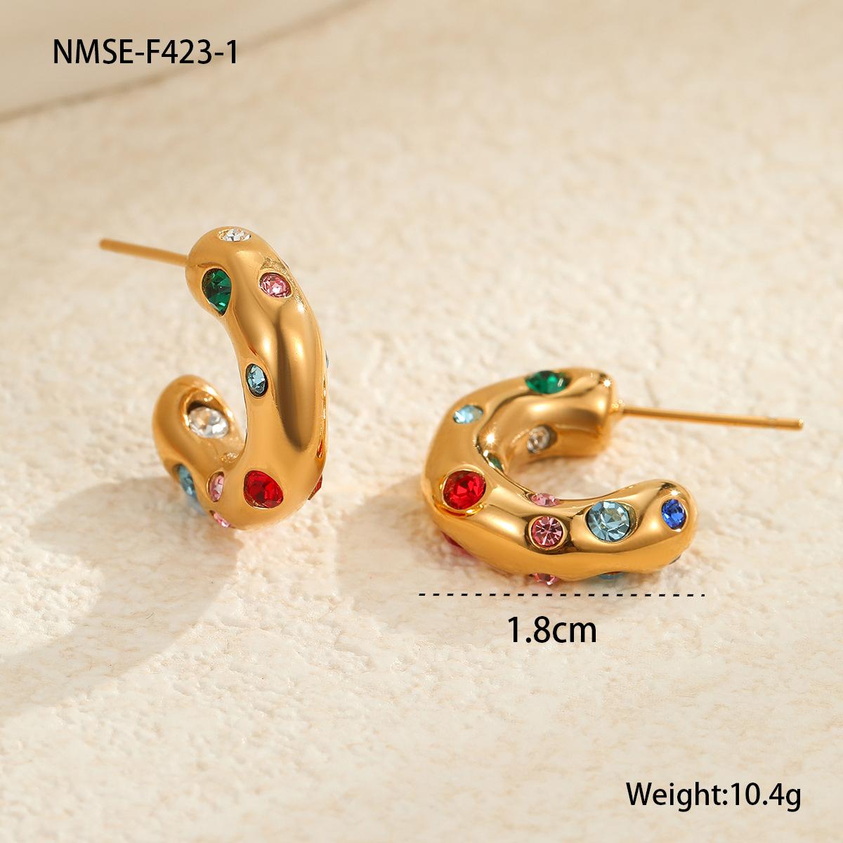 GEMCHIC Women s Vintage Geometric C-Shaped Hoop Earrings with Multicolor Cubic Zirconia