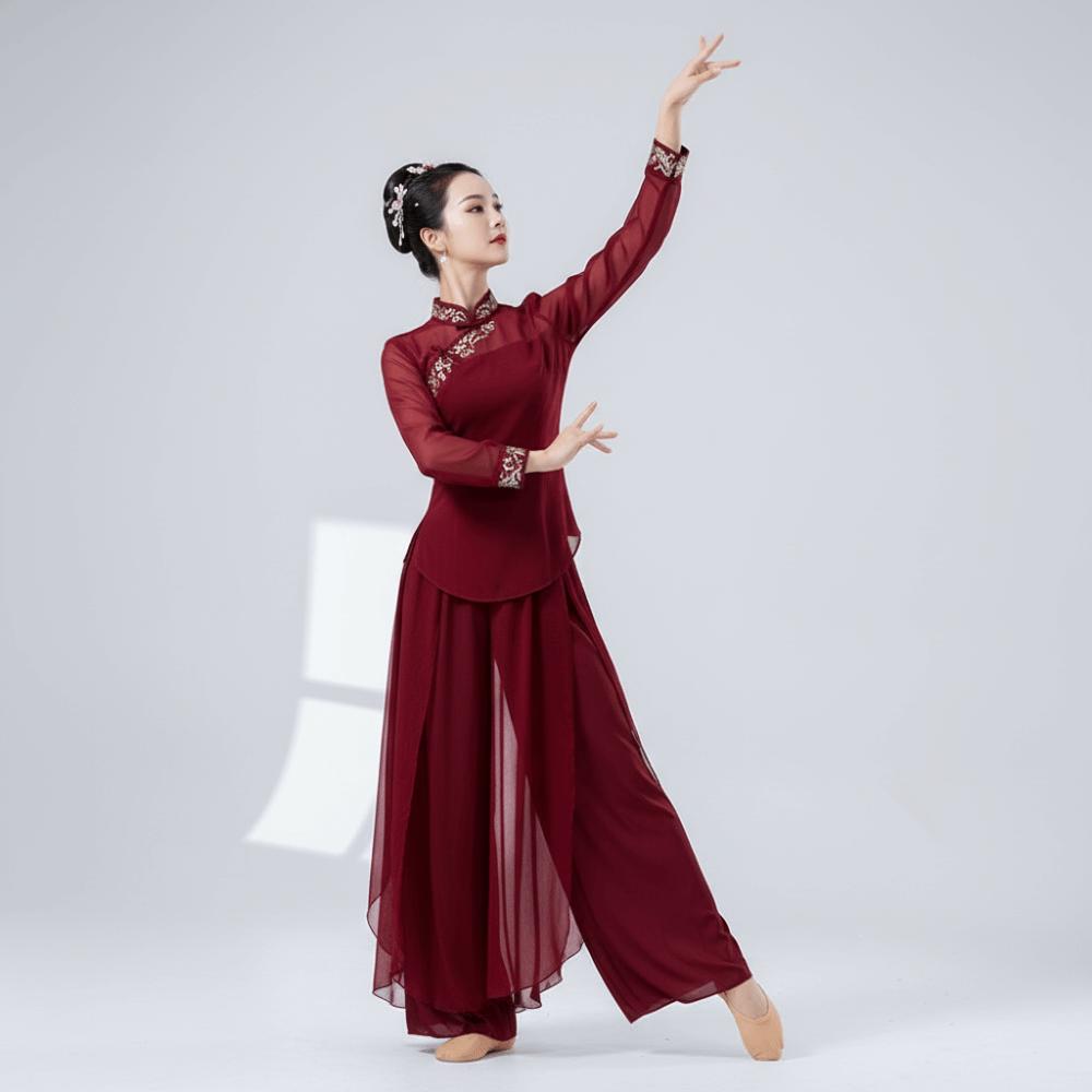 Flowing Chiffon Classical Dance Pant 2 Layer Performance Costumes  Dance Performance Wear