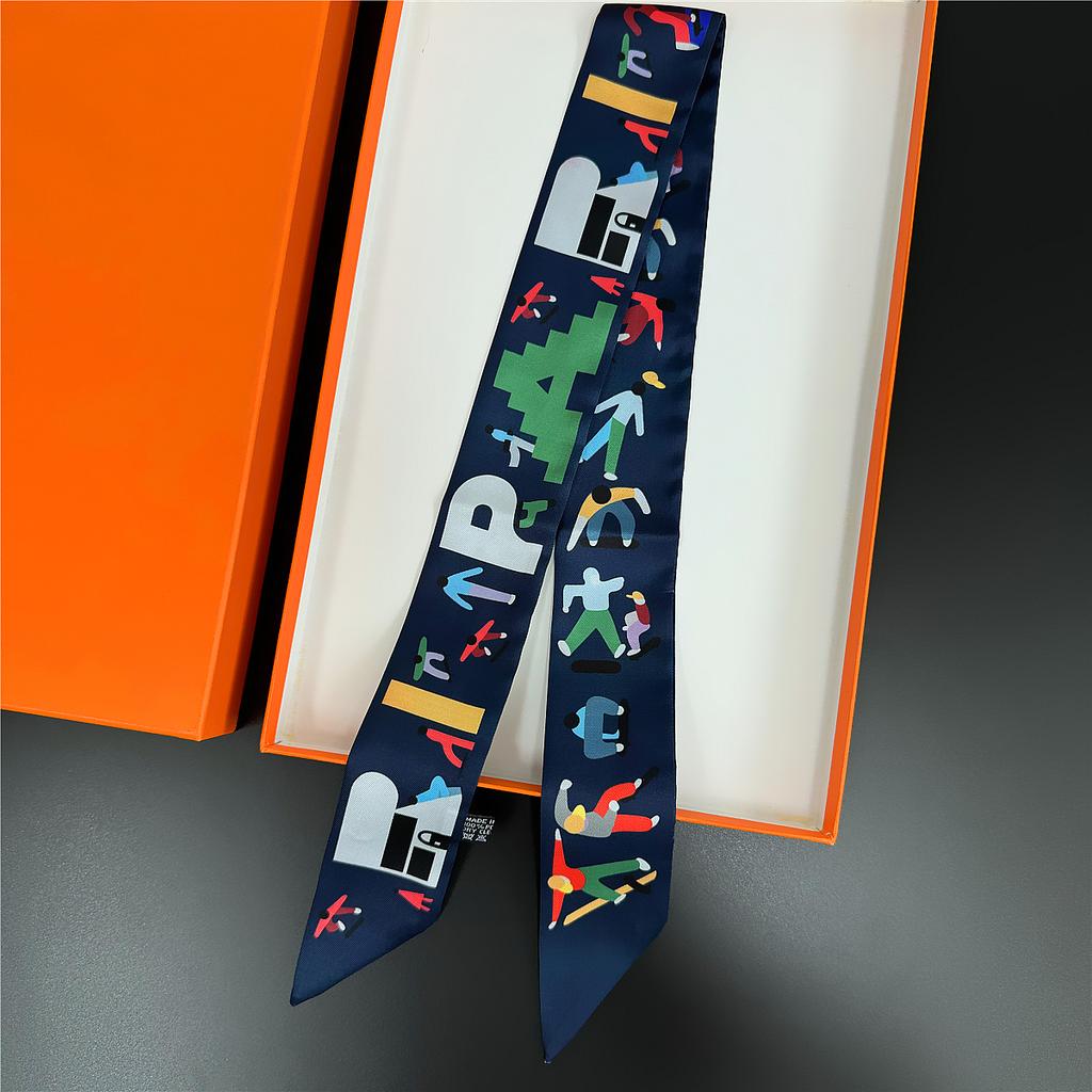 Gorgeous Saddle Twill Silk Scarf Women Fashion Scarf Luxury Skinny Bag Scarves Brand Design Foulard  Neckerchief Hair Headband