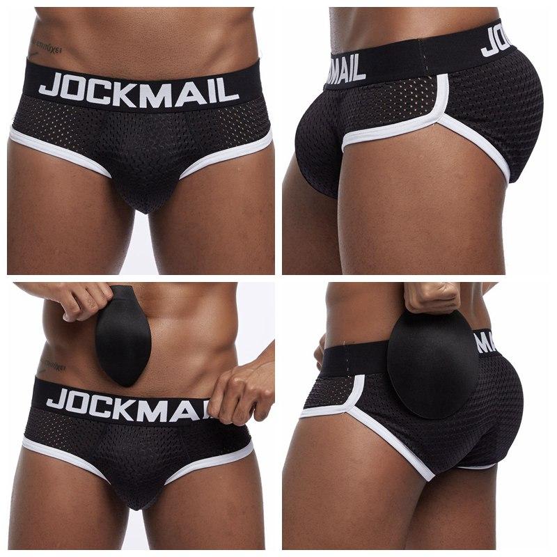 Briefs JOCKMAIL Removable Front and Back Sponge Padded Men's Briefs Breathable Mesh Material Ground Low Waist Fashion Sports Hip Adjustment Underwear
