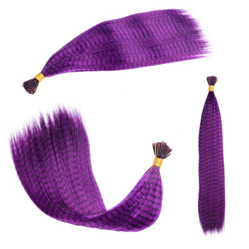 Hair Extensions Colored Wigs Feather Stripe Hair Hairpieces Colorful High temperature silk Wigs