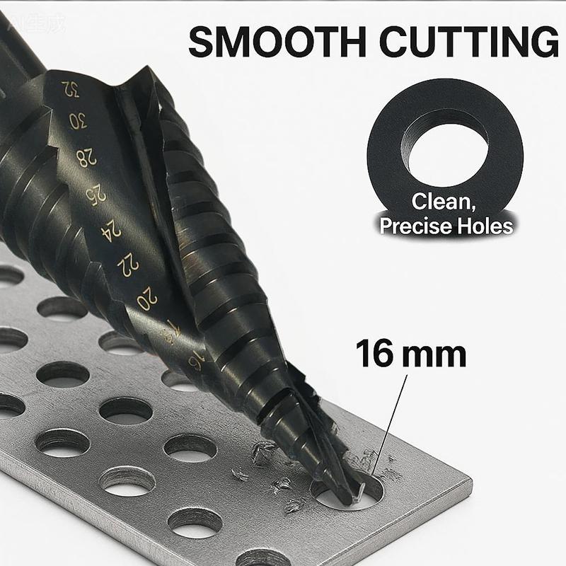 1pcs 4-32mm Spiral Cone Bit Triangle Shank Metal Wood Drilling Reamer High Speed Steel DIY Tool HSS Cobalt Step Drill Bit