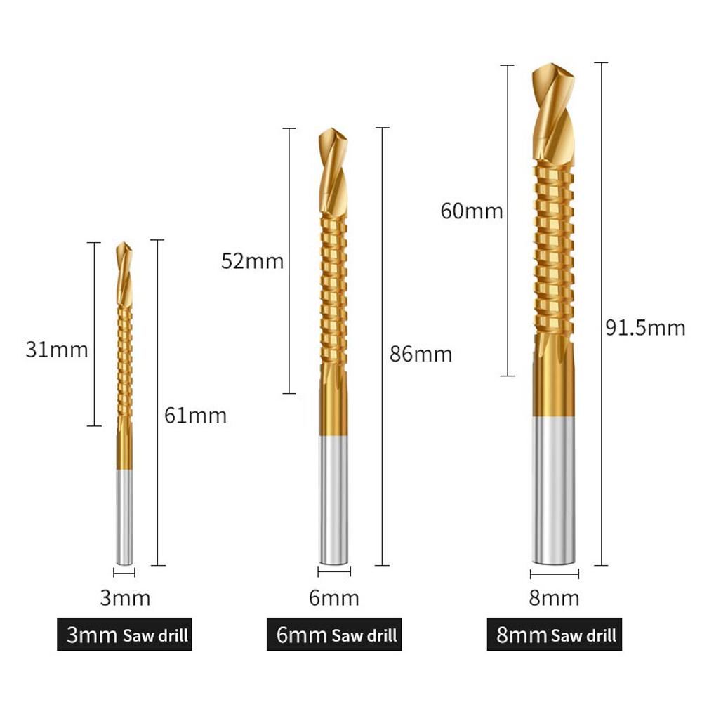 Set de 6 piese, burghiu pagoda acoperit cu titan, burghiu din fierăstrău, pentru prelucrarea găurilor, caneluri de expansiune, cutie din plastic, set de găurit pentru lemn