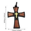 Wood Inlay Crucifix Pendant Titanium Steel Catholic Necklaces Pendant  Spiritual Meditation