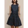 Summer New Product Women's Clothes round Neck Sleeveless Laminated Decoration Hem Denim Effect Short Dress 6929084