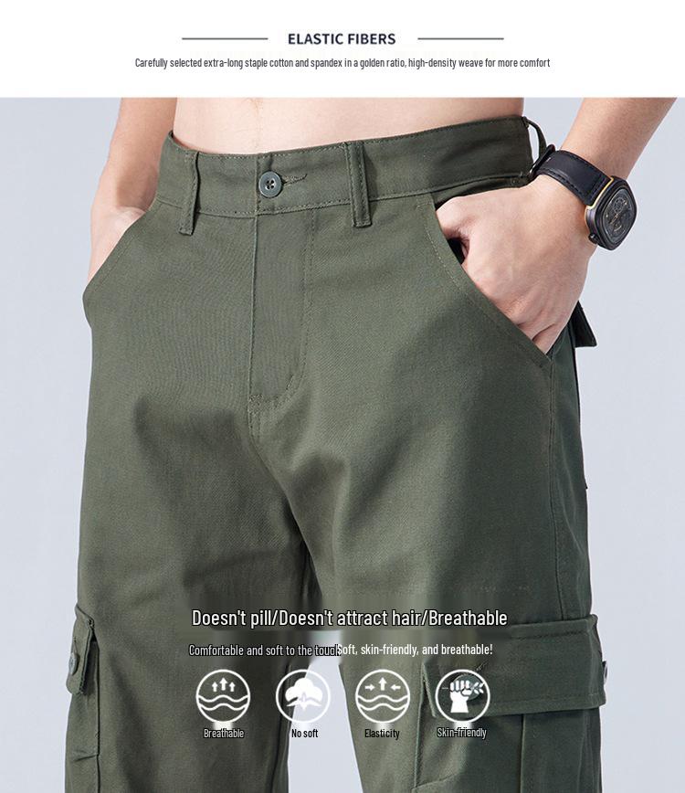 Men's Multi-Pocket Cargo Pants - Loose Fit, Straight Leg, Wear-Resistant, Ideal for Outdoor Sports and Work.