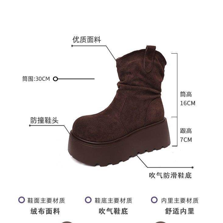 Small thick-soled muffin sole fashionable versatile snow boots women's 2025 winter new velvet thickened warm cotton shoes