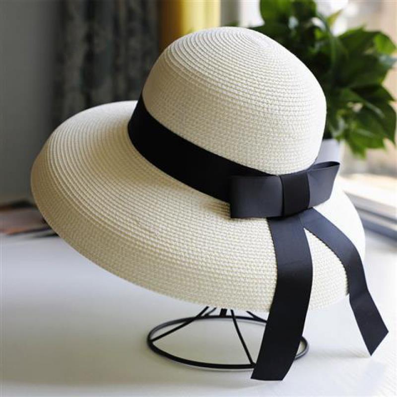 Straw Hat Women Summer Fashion Seaside Sunscreen Big Brim Sunshade UV Protection Foldable Beach Hat