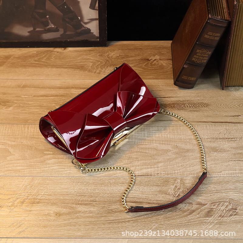 Underarm Bag High-End Patent Leather Bag High-Grade Fashion Women's Bowknot Bag Versatile Small Bag Wholesale