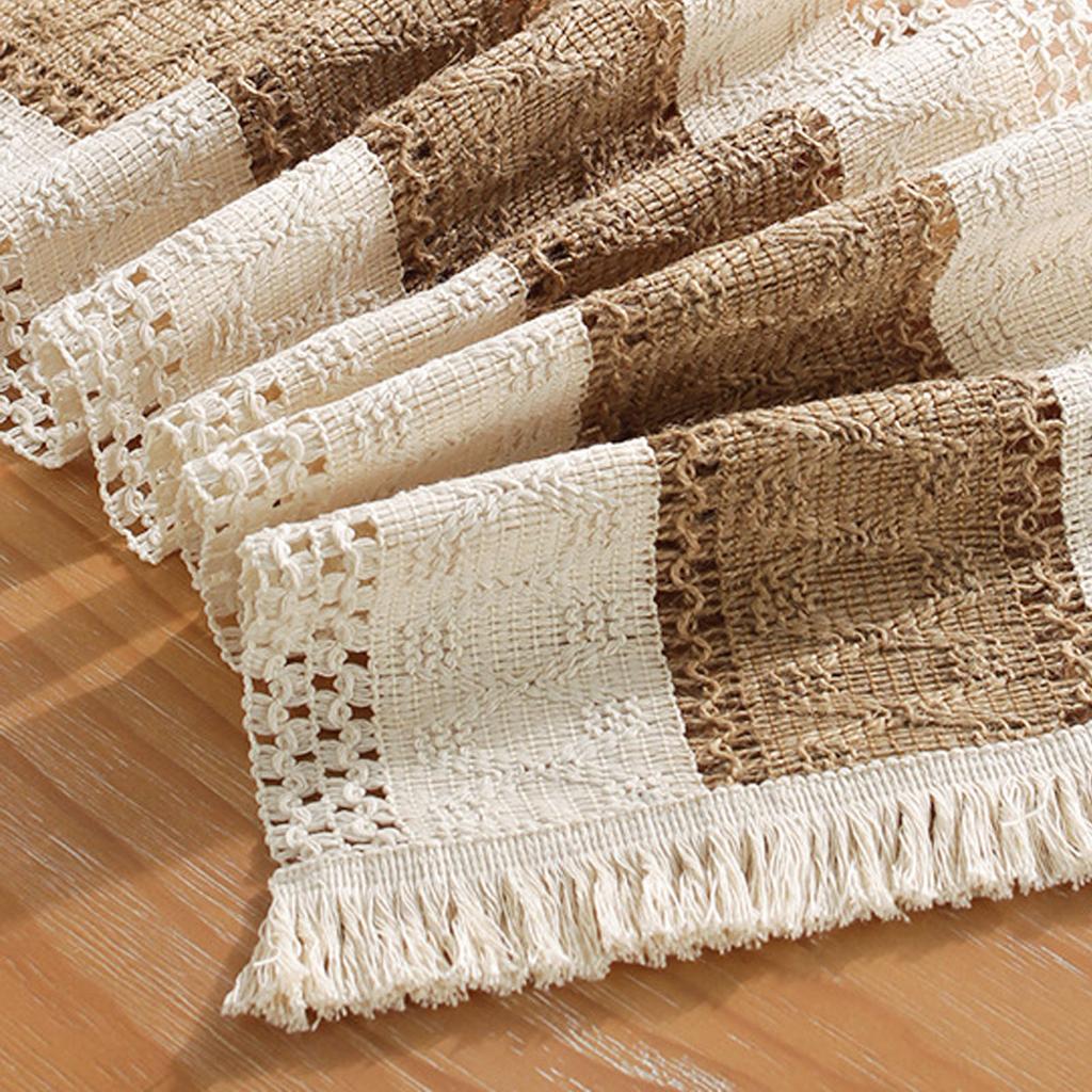 Rustic Table Runner Macrame Table Runner Cotton Desk Decoration for Holiday Party Farmhouse Wedding 180x30cm Coffee