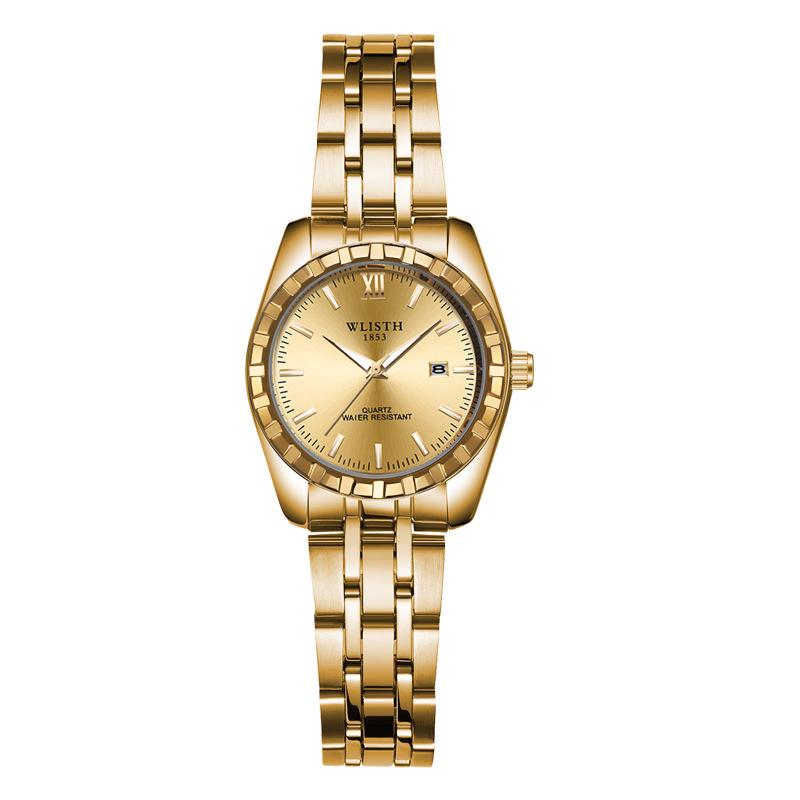 Top Brand Calendar Couple Watch Waterproof Steel Band Student Watch