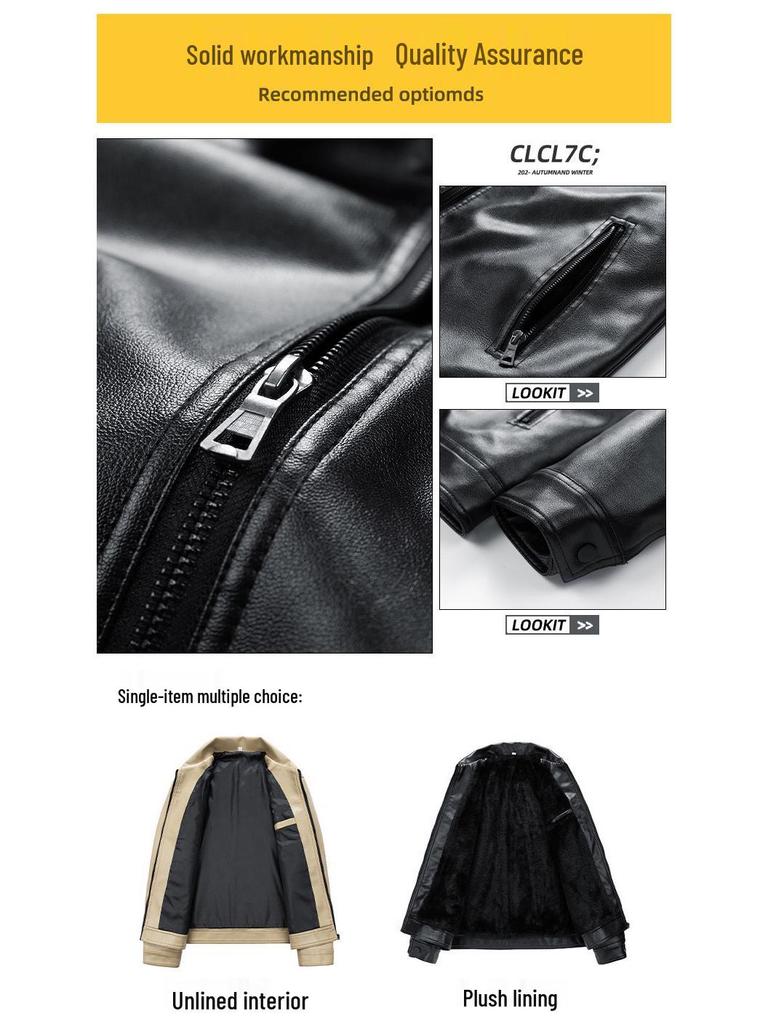 Men's PU Leather Motorcycle Jacket - Spring & Autumn Casual Style