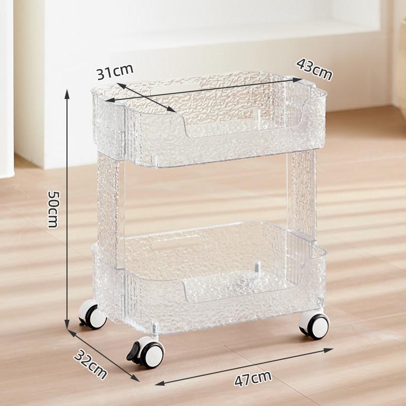 

Clear Acrylic Rolling Utility Cart, Luxury 3-Tier Storage Trolley with Lockable Wheels, Transparent Mobile Shelf on Casters