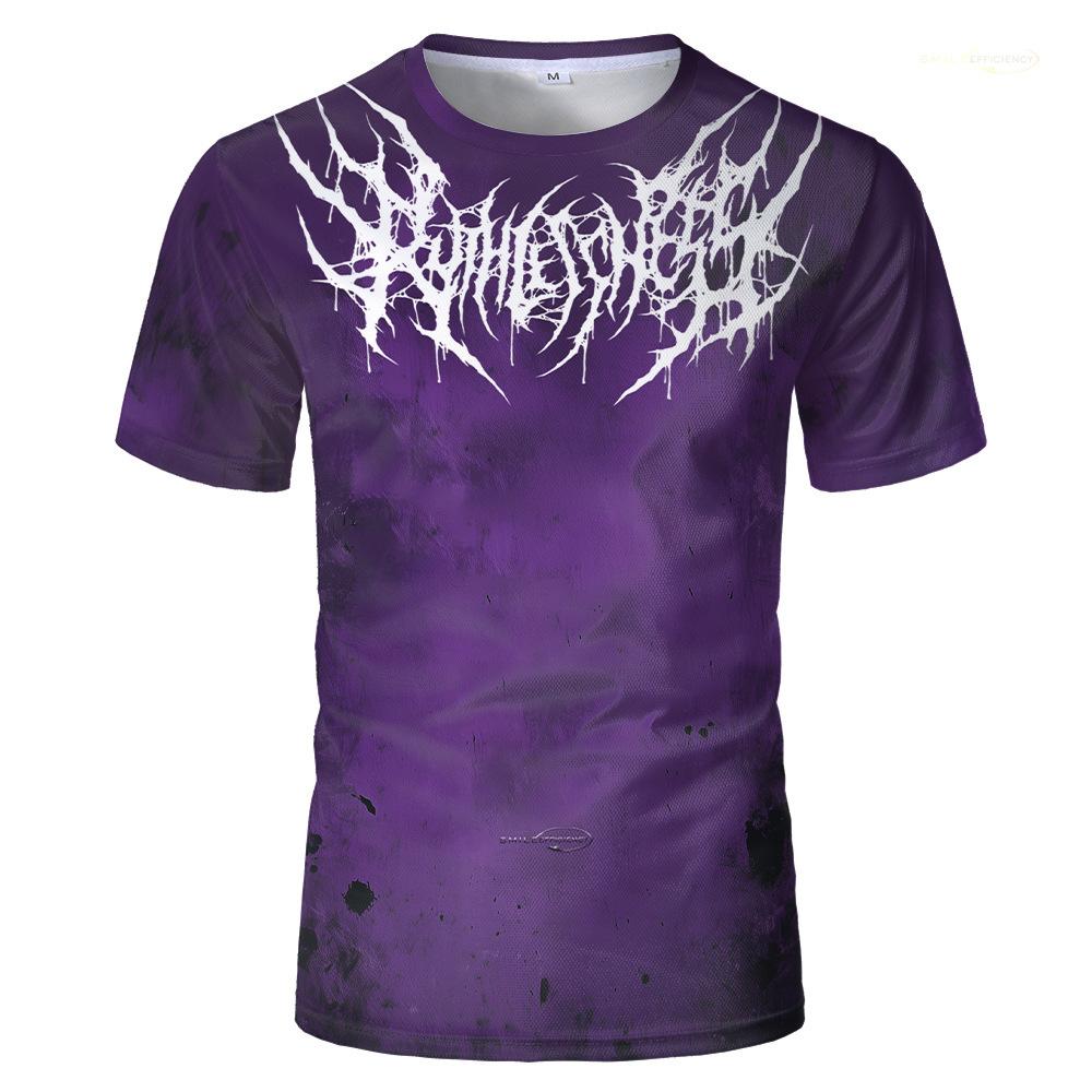 Edgy Grunge Short Sleeve T-Shirt, Gothic Metal Graphic, Streetwear Essential.