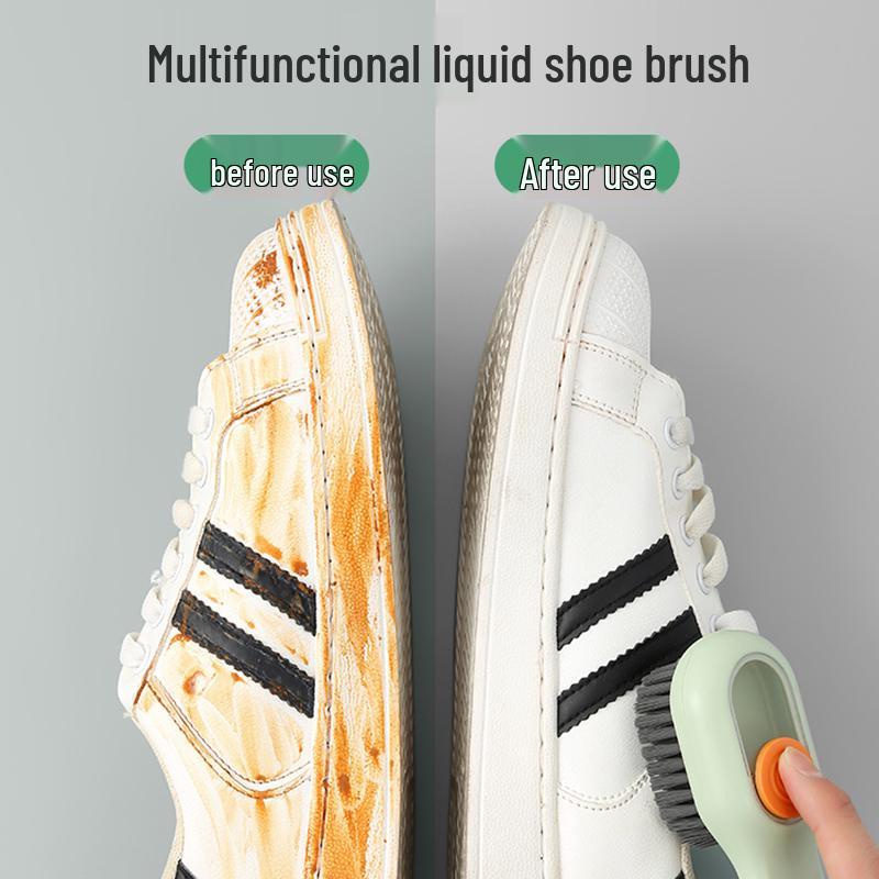 Multi-Function Soft-Bristled Shoe Cleaning Brush with Press-Type Liquid Dispenser - Gentle On Shoes