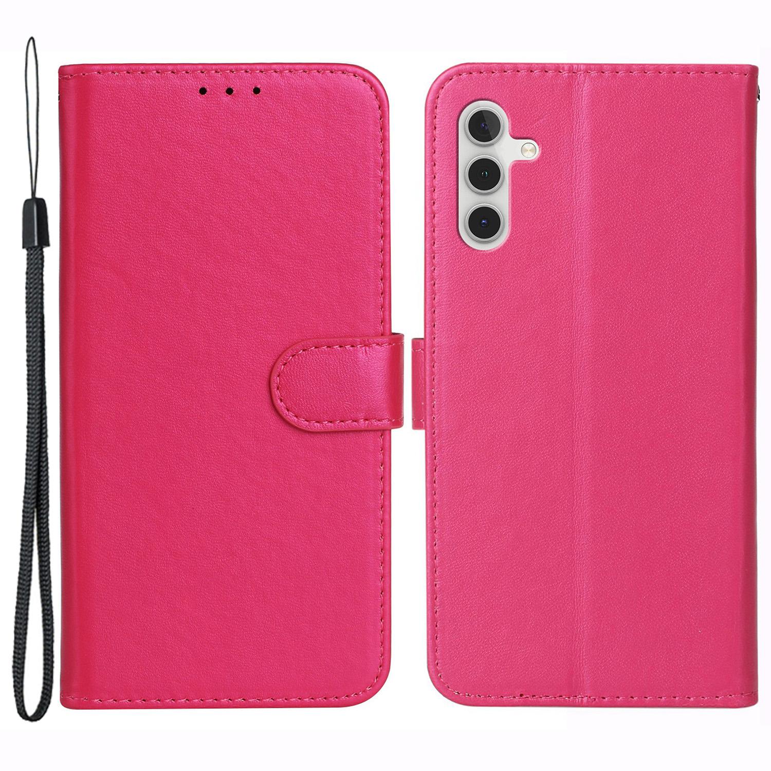 

For Samsung Galaxy S24 FE Case Wallet PU Leather Solid Color Phone Cover Rose