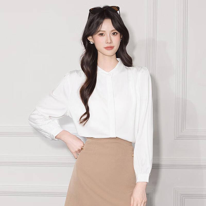 Women s Elegant Wrinkle-Free Long-Sleeve Chiffon Blouse L
