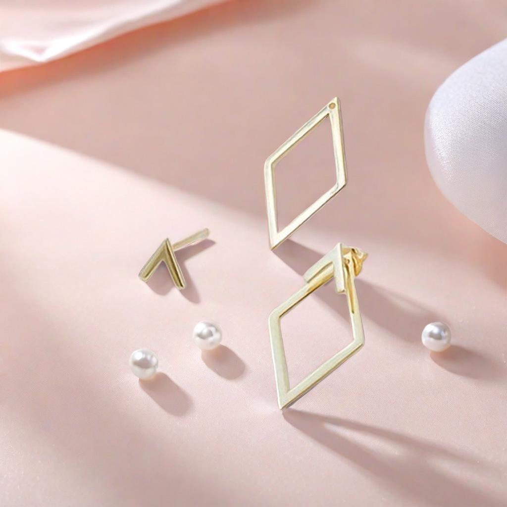 Stylish and Luxurious Geometric Open Design Stud Earrings - Perfect for Everyday and Vacation Wear, Versatile Double Pierced Earrings