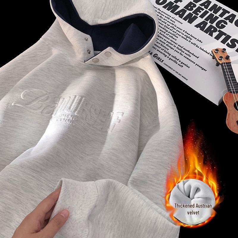 Quick Return Fleece-Lined Unisex Heavyweight Button-Up Hooded Sweatshirt