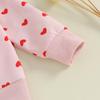 Baby Girls 2-piece Outfit, Heart Print Long Sleeve Crew Neck Sweatshirt with Elastic Waist Sweatpants Fall Clothes