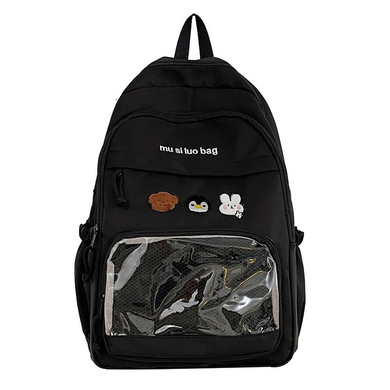 Schoolbag Campus School Bag Female College Student Cute Pain Bag ins Wind Junior High School Student Transparent Backpack High School Large