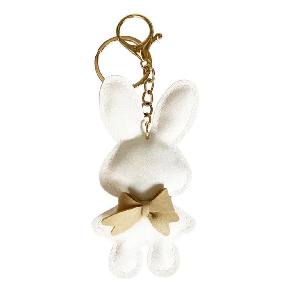 Bow Decoration Key Holders PU Leather Bag Pendant New Bunny Keychain Gift