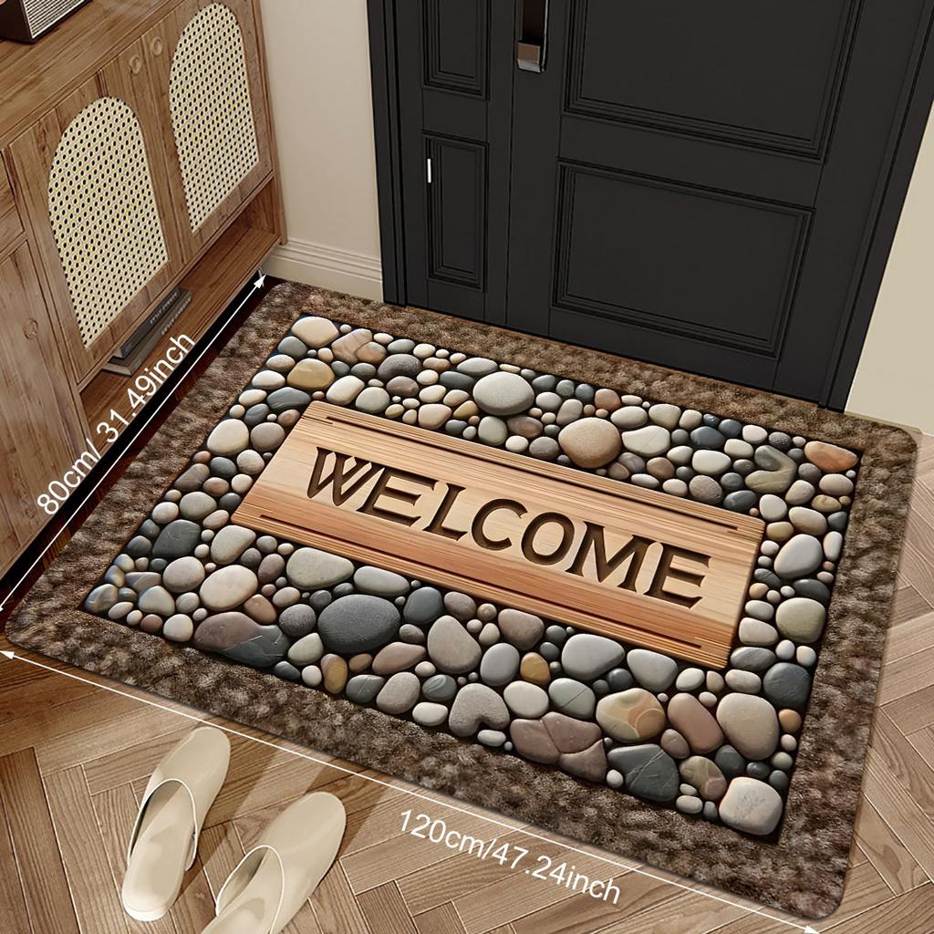 1Pcs Anti Fatigue Kitchen Rugs, Simple Stone Print Waterproof Non-Slip Thick Cushioned Kitchen Mat Heavy Duty Comfort Standing Mat for Kitchen