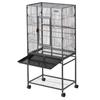 Bird Cage, 625 x 425 x 1370 mm, Flat Top, Wrought Iron Bird Flight Cage with Perches, Slide-Out Tray and Plastic Feeders, Casters, for Parrot, Blue