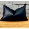 Black Leather Lumbar Pillow Cover: Genuine Cowhide Cushion Gift For Her Him Birthday Anniversary