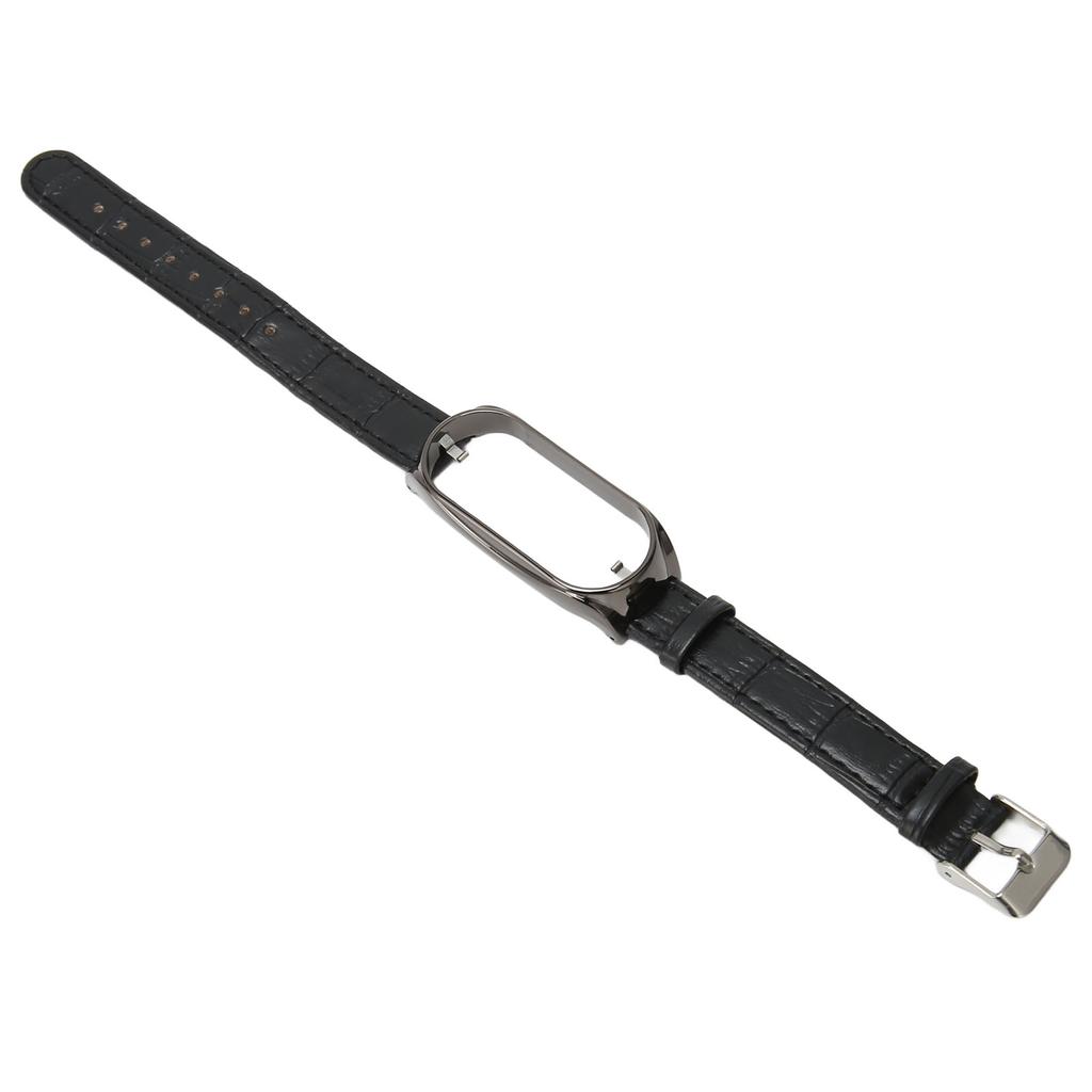 Sport Wrist Band for Mi Band 7 Soft PU Leather Breathable Replacement Loop Strap for Running Hiking Black