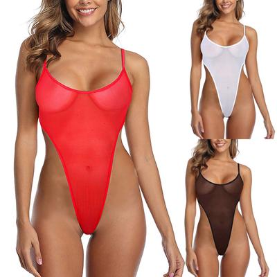 Bayanlar Seksi Erotik Lingerie Sıkı Yüksek Bel Şeffaf Örgü Dantel Lingerie