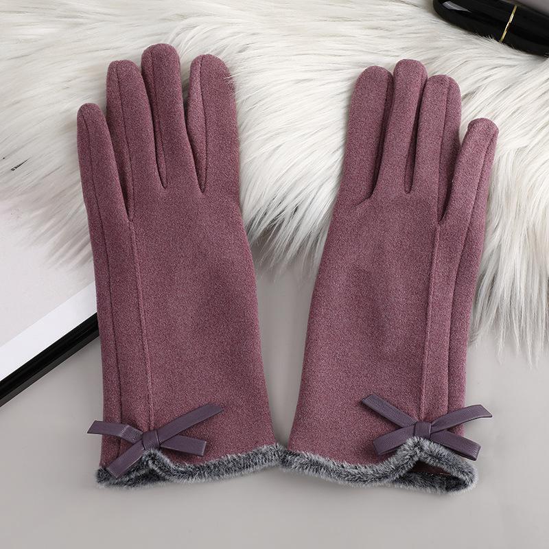 Winter women's gloves with touch screen for driving and cycling, thickened fleece for warmth and warmth, Korean version gentle