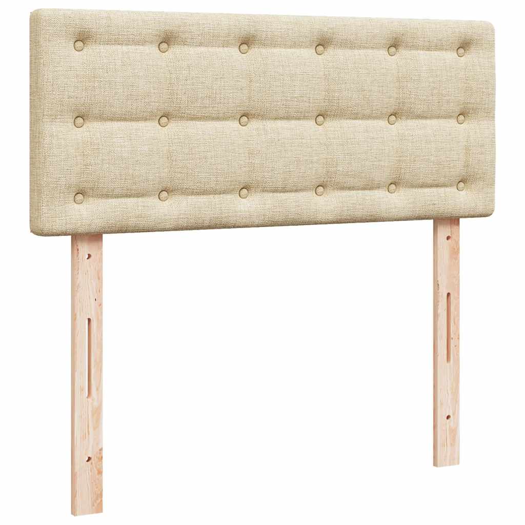 Łóżko z pojemnikiem na pościel z materacem i diodami LED Kremowe 120 x 190 cm Tkanina